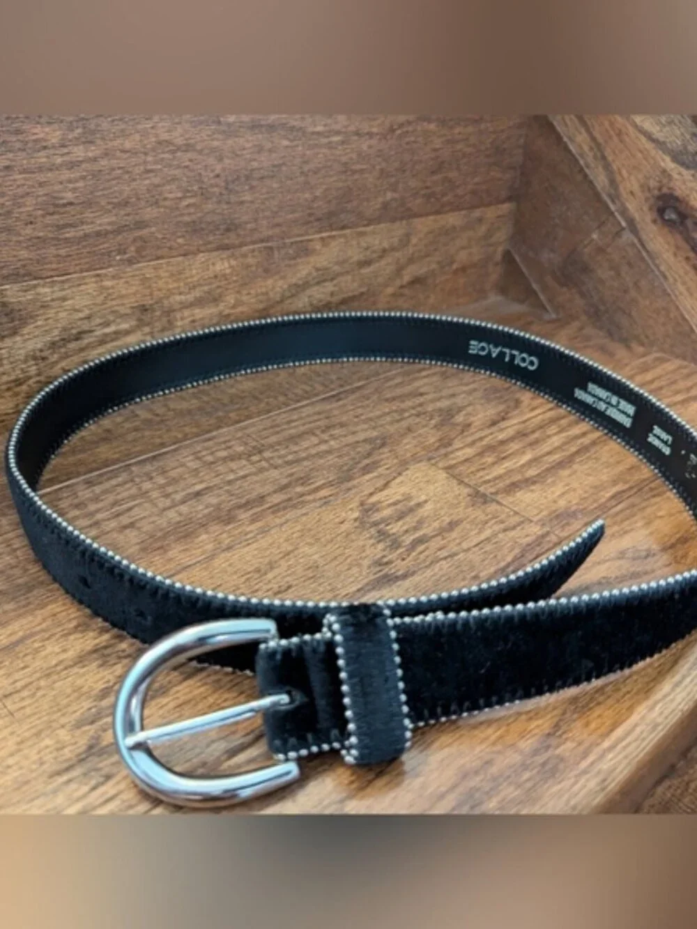 Vintage Y2K belt edged with silver-coloured metal beads Size large